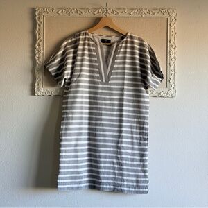 ATM Anthony Thomas Melillo Gray & White Striped Short-Sleeve Tunic Dress